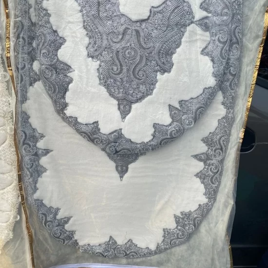 Cream on Grey Lace Bath Mat Exclusive Limited Edition